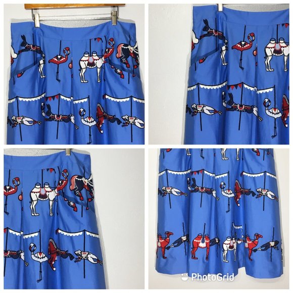 Plus Size Skirt Pockets, Novelty Print Skirt, Circus Skirt, Embroidered Skirt - Picture 2 of 14